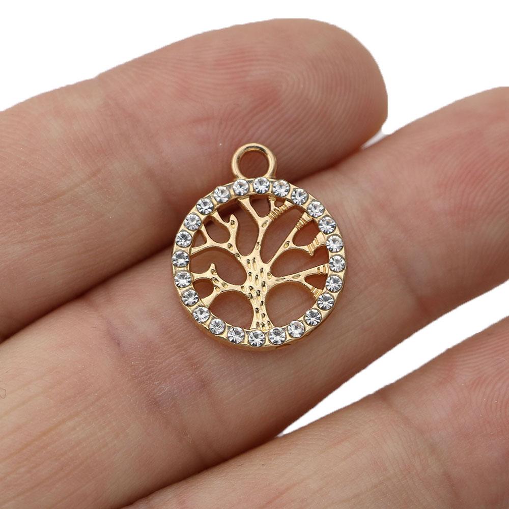 10Pcs Silver Plated Crystal Tree Of Life Charm Pendant For Jewelry Making Earrings Bracelet Necklace Accessories Diy Findings