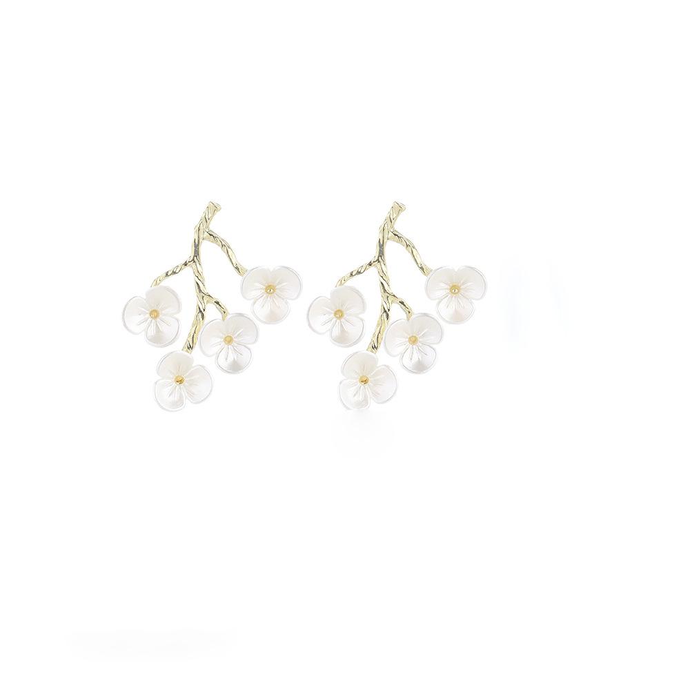 Plum Blossom Branches And Leaves, Stud Earrings Suitable For Spring, Women'S Niche Design Earrings, Light Luxury Temperament Earrings