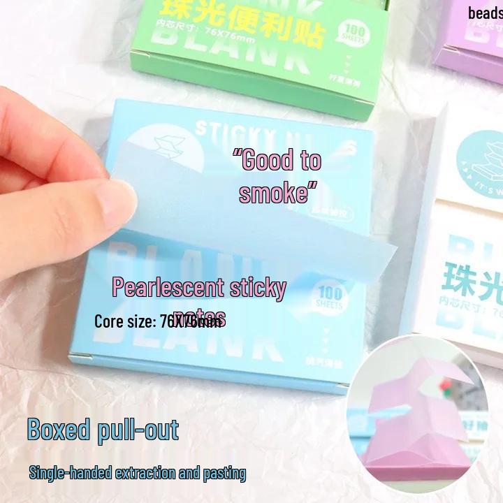 Introducing "Newcomer 0.01: Elegant Pearlescent Sticky Notes" - High-Definition, Semi-Adhesive, Easy Pull-out Mistake Notes.