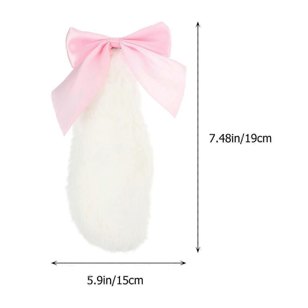 1 Pair Women Girls Lovely Hair Clip Rabbit Bunny Lop Ears Hairpin with Bowknot