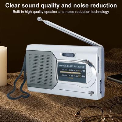 Mini FM Radio Portable Pocket Radio Battery Powered AM FM Radio Telescopic Antenna Portable Radio Best Reception Longest Lasting
