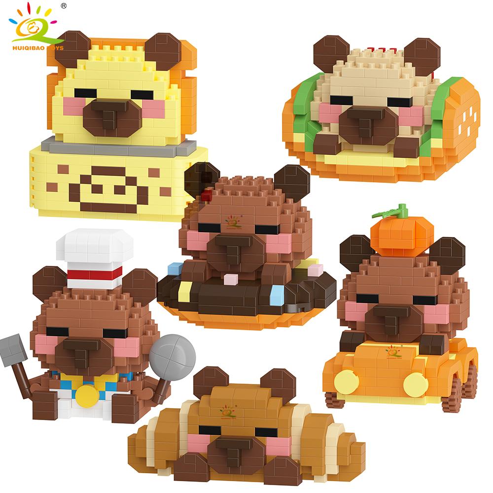 MOC Capybara Cavy Animal Micro Building Block Guinea Pig Mini Diamond Model Brick Toy for Children Desk Decor.