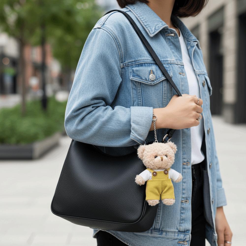 Kawaii Cute Cartoon Little Bear Keychain Soft Stuffed Wear Clothes Bear Little Bear 12cm Creative Keychain Couple