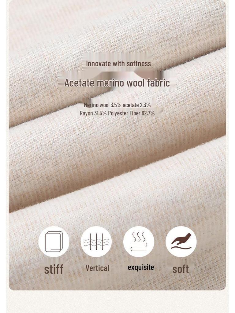 Aixuan White Wool Acetate Wide-Leg Pants: 2025 Autumn/Winter Women's Casual Draped Trousers