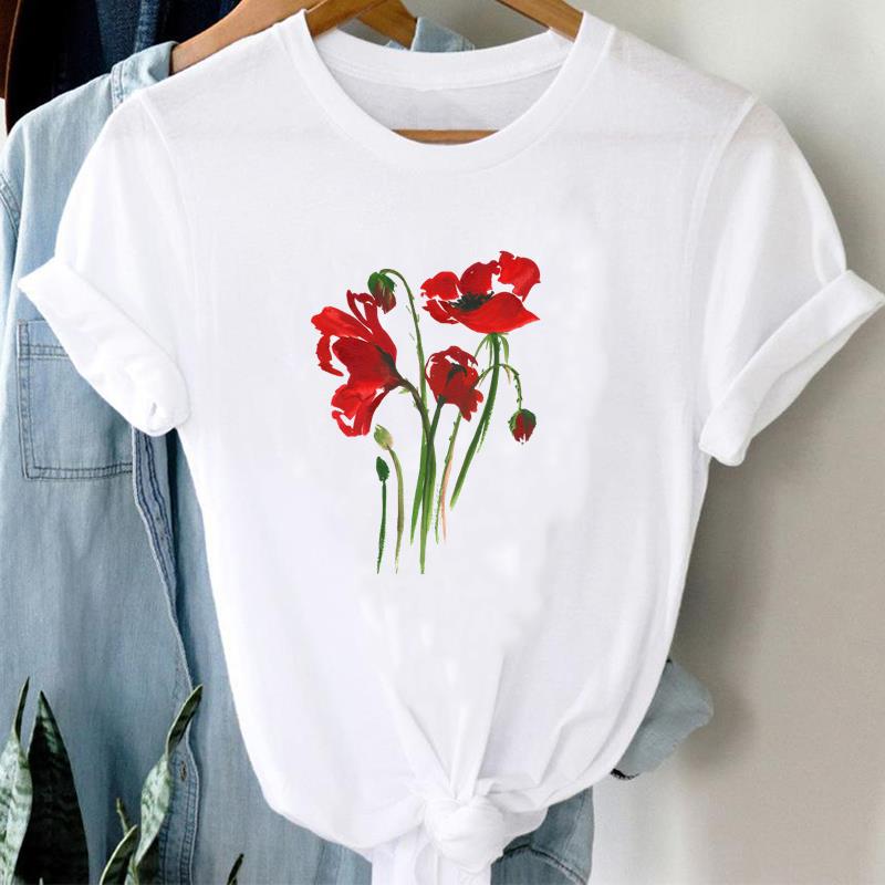 (European Size) 90s Letter Trend Cute Tee Top Fashion T Shirt Women Print Lady Clothing Casual  Short Sleeve Female Graphic T-shirt