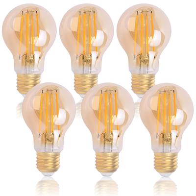 FLSNT LED Edison Glühbirnen, E26 Sockel, 60W Äquivalent, 700lm, 2700K Warmweiß, Kronleuchterbirne, Retro Edison Lampe, Bernstein-Glas, Stilvoll,