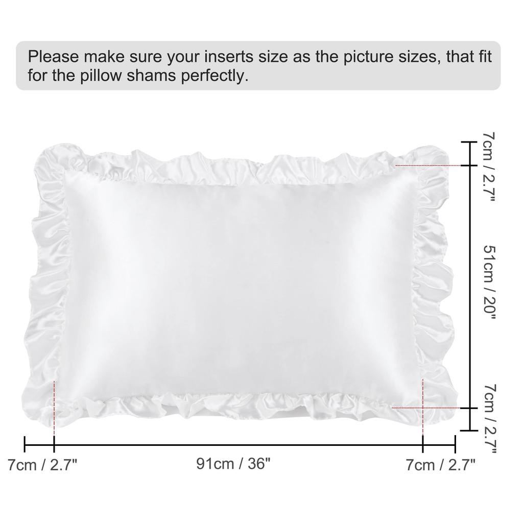 PiccoCasa Pillowcase Satin Ruffle Cool Rayon Envelope Style Cool To the Touch Pillowcase Set of 2 Silky Soft Pillowcase Plain Odor Resistant Beautiful