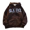 Men's 2024 Heavyweight Fleece-Lined Cardigan Hoodie - Trendy American Style Zipper Jacket for Spring & Autumn