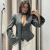 Tuularose Einreiher Mantel Damen V-Ausschnitt Schal Mit Langem Ärmel Taillenbetont Blazer Jacke Dame Lässig Schlank Pendler Mantel