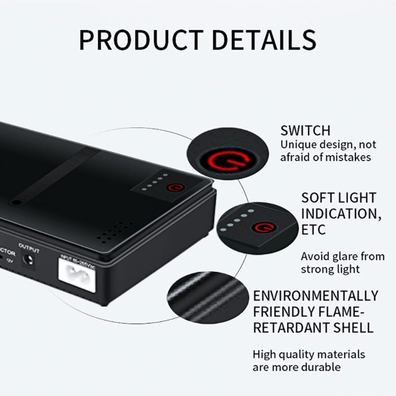 EU Plug UPS Power Supply 10400mAh 5V9V12V Output Uninterrupted Power Supply For House Router Monitor Security Camera