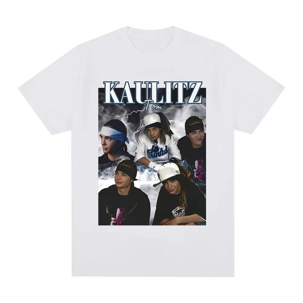 Sommer Rockband Tokio Hotel Tom Kaulitz Flaches T-Shirt Herren Hip Hop Punk Gothic T-Shirt Baumwolle Extra Groß Kurzarm T-Shirt