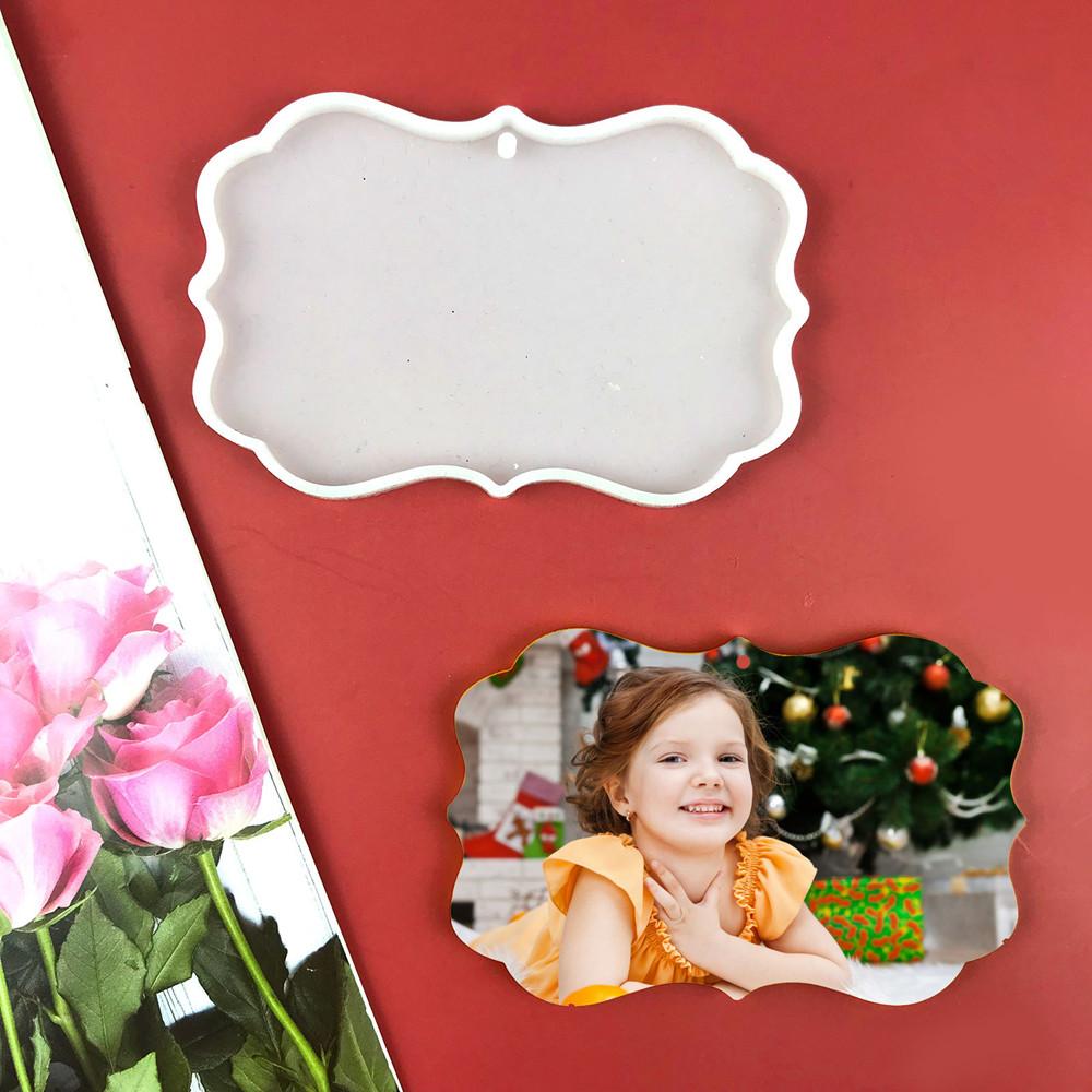 Photo Frame Keychain Epoxy Resin Mold Dog Tag Pendant Silicone Mould for DIY Epoxy Resin Molds Crafts Jewelry Making Accessories