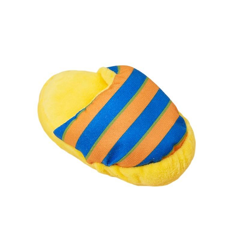 

Striped Slipper Shaped Plush Squeaky Dog Toy Soft Chew Pet Toy жовтий