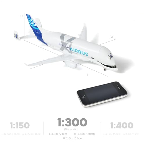 QIYUMOKE 1/300 A330 Beluga XL1 Diecast Metal Airplane Model Kit with Stand (7.7 Inch) Airbus A330-743L Super Transport Beluga Model for Adults, Collec