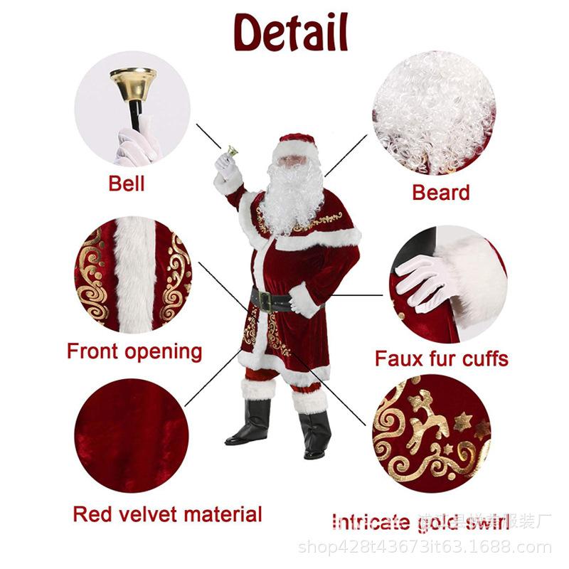 Costum Crăciun Adult Costum Crăciun Copii Bărbați Costum Crăciun Costum Moș Crăciun Costum de Performanță