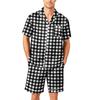 Men Short Sleeve Pajama Set Button Down Shirt with Notched Collar and Matching Shorts Soft Lightweight Lounge Sleepwear S To XXXXL