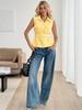 European & American 2026 Summer Women's Sleeveless POLO Collar Waist-Cinching Pullover Shirt