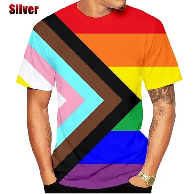 Fashion 3D Printing Rainbow Graphic T-shirts Hip-hop Streetwear Casual Round neck Short Sleeve Men's T-shirts