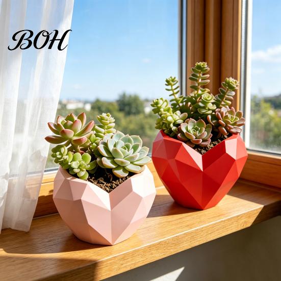 Fun Shaped Flower Pot Geometric Heart Shape Flowerpot, Decorative for Indoor Charming Plant Container Outdoor, Creative Love Planter Home Garden