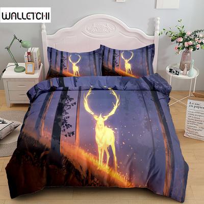 3D Rentier Wild Bettwäsche Set King Queen Twin Einzelgröße Bettbezug Kissenbezüge Bettwäsche Set