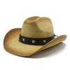 European, American And Western Cowboy Hats, Travel Sunshade And Sunscreen Hats, Grass Hand-Woven Crimped Hats