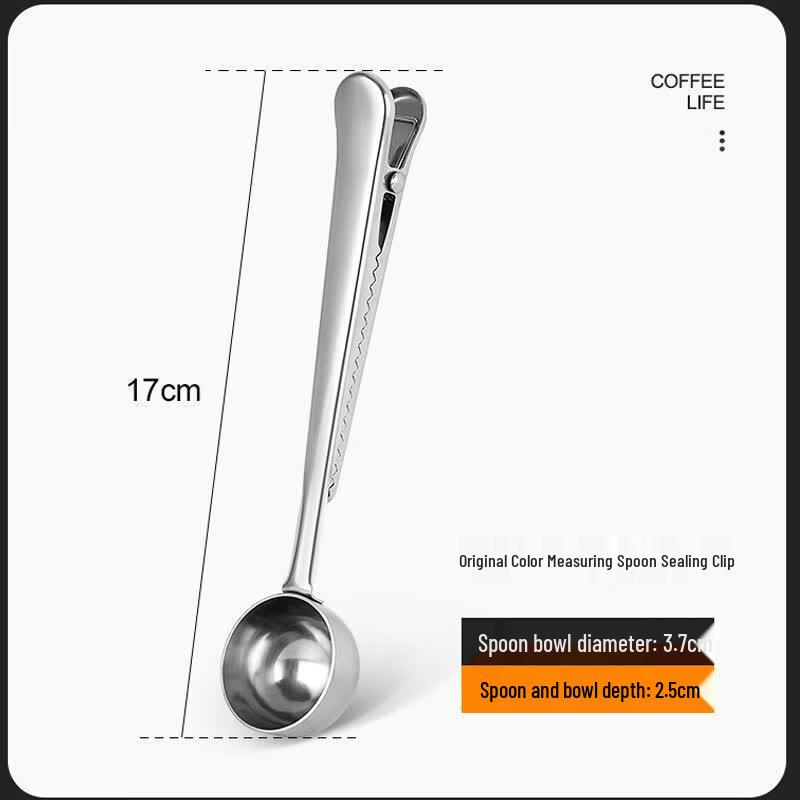 Ting Le 304 Stainless Steel Coffee Scoop with Bag Clip