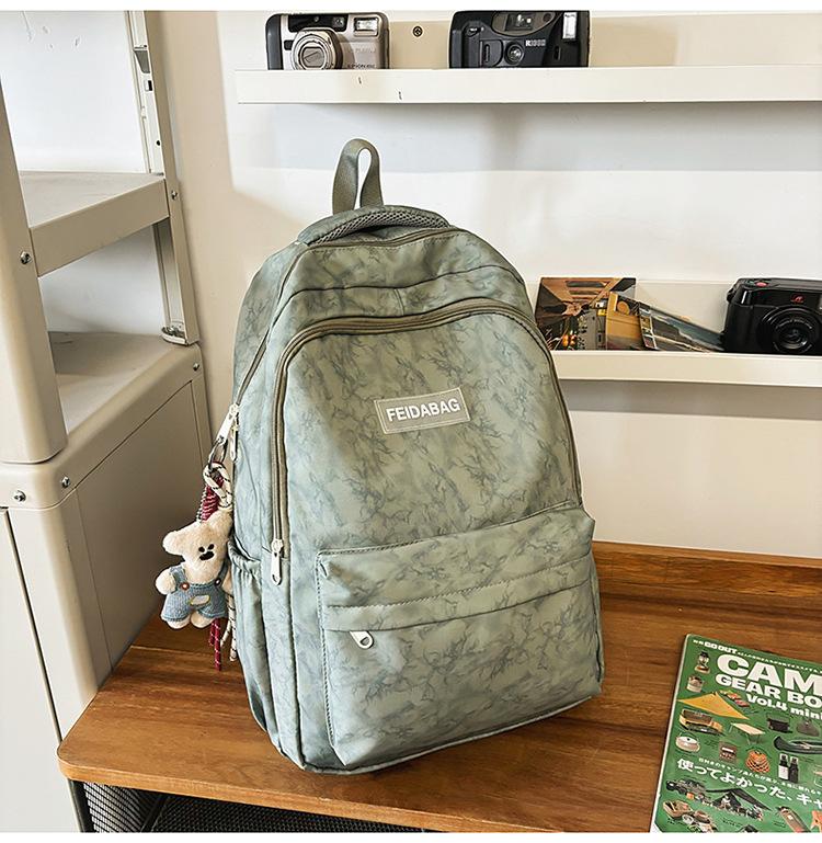 School Bag New Large Capacity Trend Versatile Junior High School Student School Bag Couple Fashion Embossing Simple Casual Lightweight Backpack