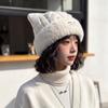 Autumn and winter new student versatile thickened warm wool hat female cute ears female plush edge pullover knitted hat