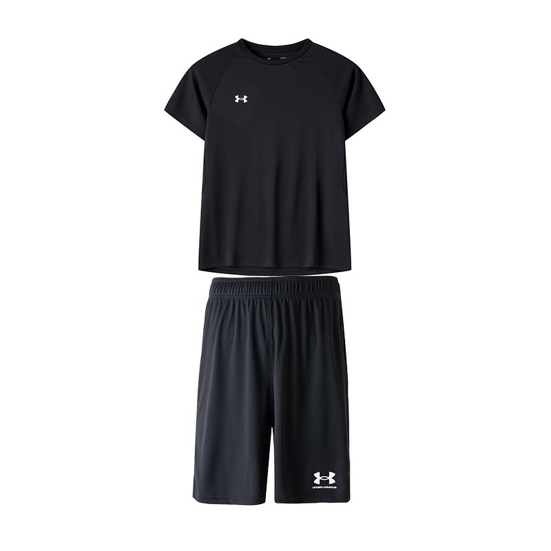 

Under Armour Training Quick-Dry Breathable Short Sleeve Moisture-Wicking Drawstring Shorts Casual Sports Set Men sets 21500140-001+1372691-001 M