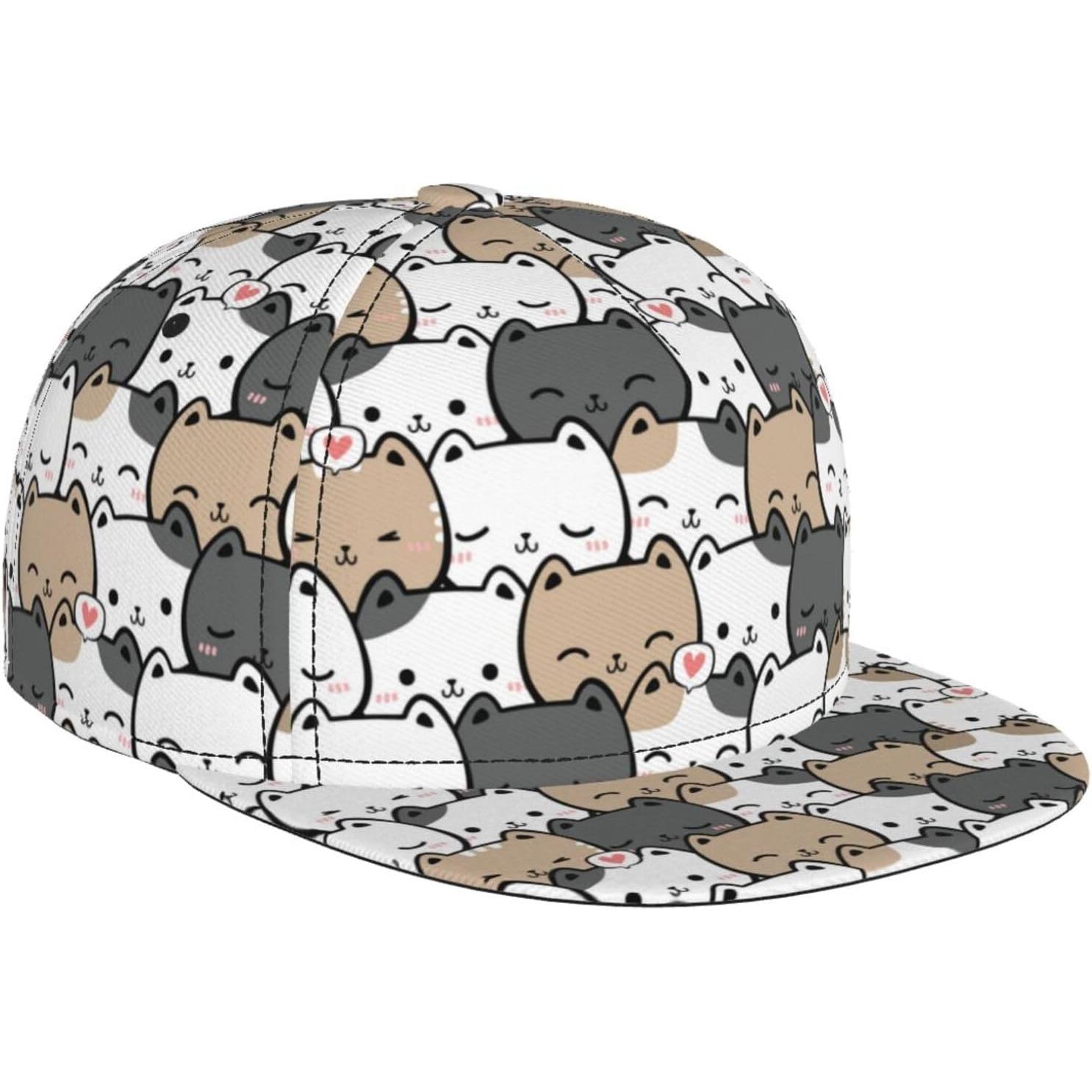 

Cute Cat Print Baseball Cap for Men Women, Adjustable Trucker Hat Snapback Sun Dad Cap Lightweight Unisex for Summer Sport