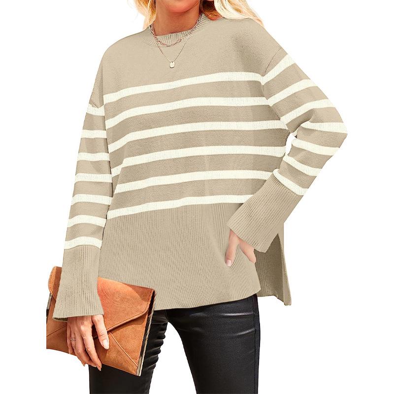 Women's Striped Knit Pullover Sweater - Autumn/Winter 2025 Collection