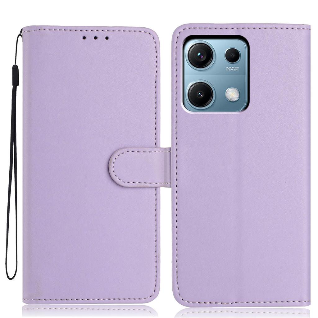 For Xiaomi Redmi Note 14S 4G Wallet Case with Strap/Multiple Card Slots Solid Color Leather Stand Phone Cover