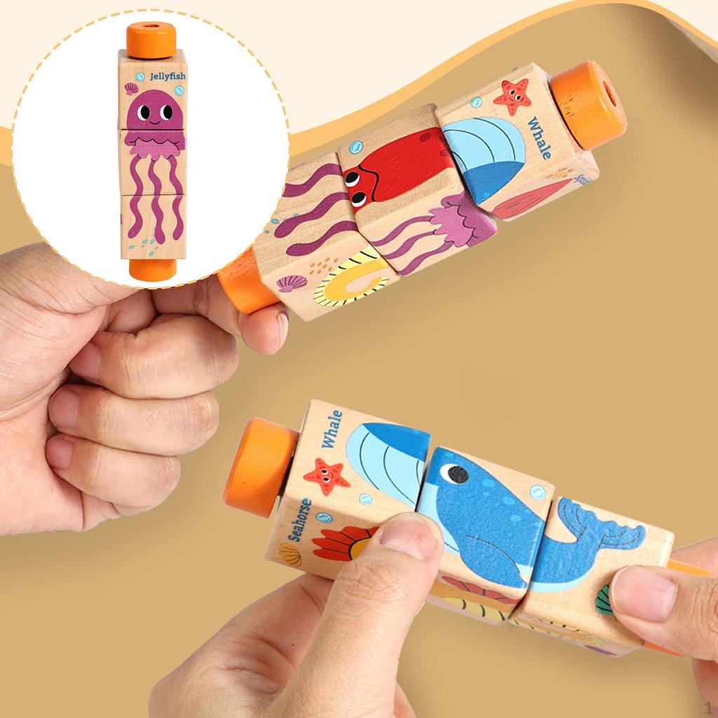 Twisting Toy Educational Puzzle Fine Skill Preschool Rotating Block Puzzles Game for