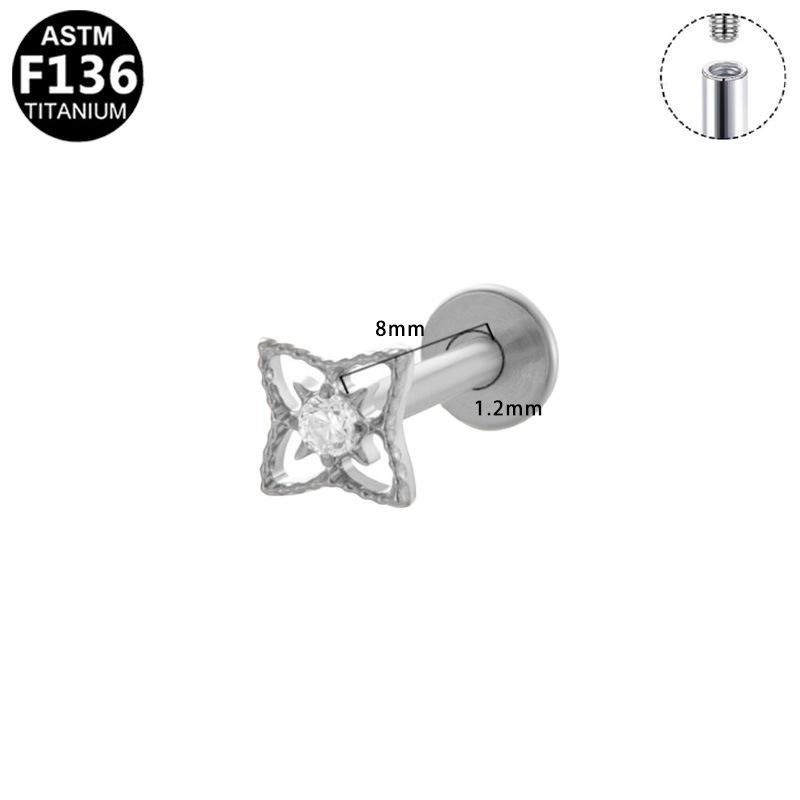 Titanium F136 Diamond Inlaid Ear and Lip Studs - Versatile, Elegant, European & American Style