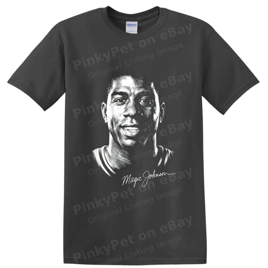 Magic Johnson Basketball T Shirt Los Angeles Number 32 Portrait Graphic Art Tee