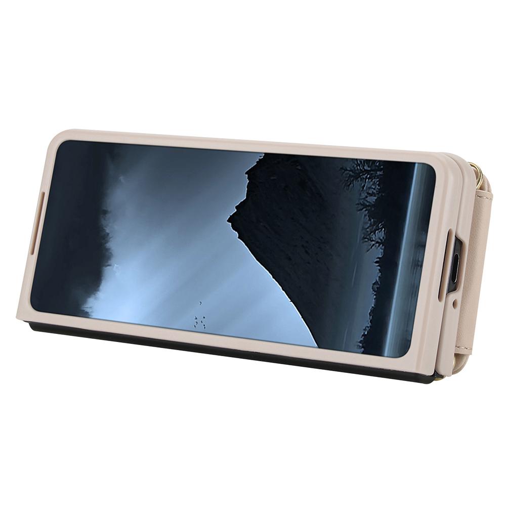 For Samsung Galaxy Z Fold5 5G Case Kickstand Card Slots Leather Coated TPU Cover with Shoulder Strap