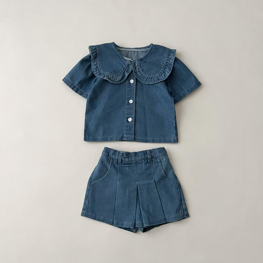 

Korean Style Girls Denim Twopiece Summer Outfit With Cotton Fabric For Ages 3 To 8 130 CM