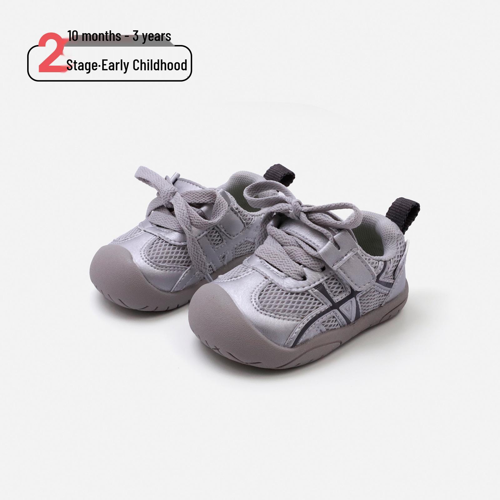 

Spring 2026 Kids Non-slip Breathable Sports Shoes - Korean Style Comfortable Casual Footwear for Boys & Girls Size 18 / Inner Length 13.5cm срібний