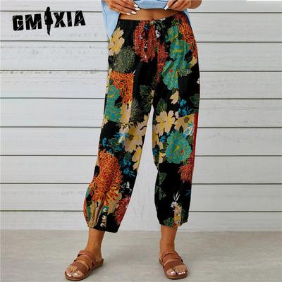 Women's Fashion Casual Solid Color Print High Waist Pants & Capris