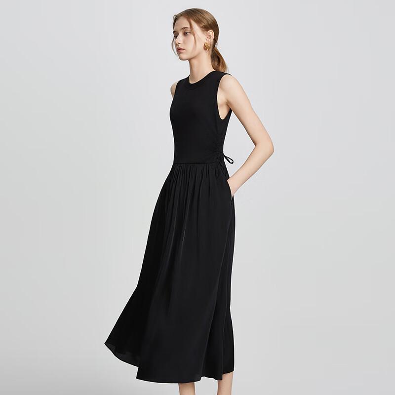 Women's Knitted Splicing Sleeveless Midi Dress
