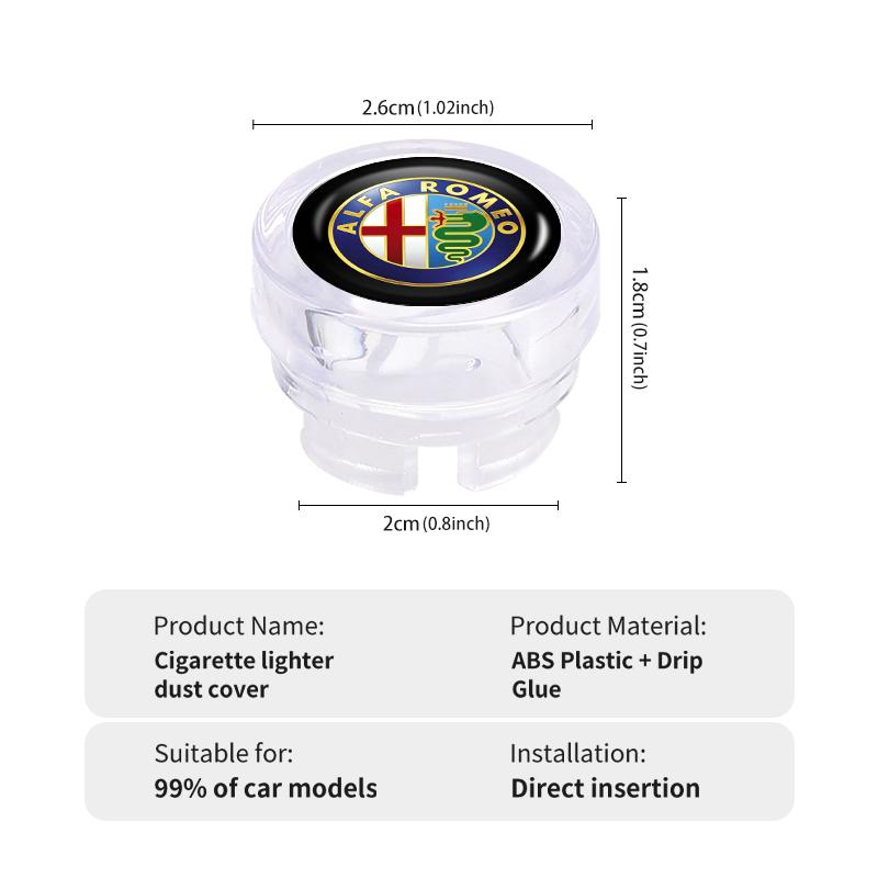Car Cigarette Lighter Cover Dustproof Plug Decoration Cap For Alfa Romeo 159 Giulietta Giulia 147 Mito 156 159 166 GT Stelvio