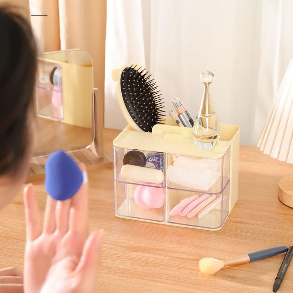 Multi Grid Stationery Storage Box Large Capacity Makeup Brush Holder Durable Pen Container Student