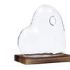 Heart Shaped Glass Vase with Wooden Base Modern Transparent Plant Terrarium Propagation Station for