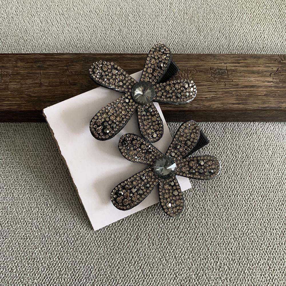 New 2 Pcs Cute Toddler Hair Clips Black Bow Diamond Slip Hair Pins Accessories Barrettes for Girls Kids Hairstyle DIY Decoration