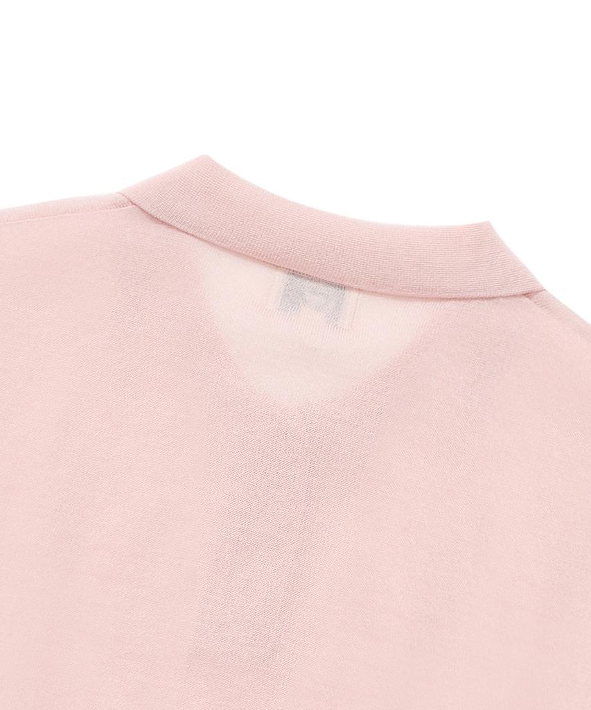 COVERNAT WOMAN Sheer Collar Crop Half Knit Light Pink