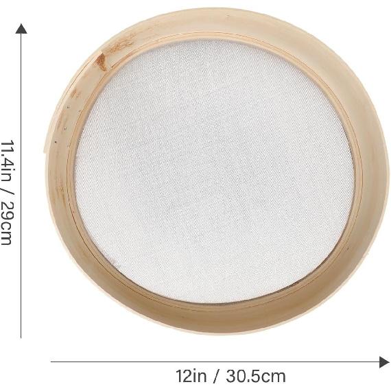 Amosfun Household Flour Sifter Wooden Mesh Flour Strainer 60 Mesh Round Sifter for Baking Cake Bread, 11 Inch Diamater