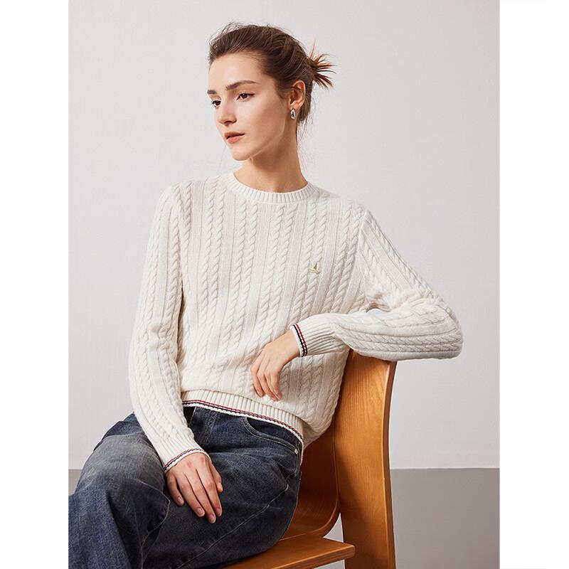 Navicare Women's Solid Long-Sleeve Round-Neck Wool Sweater