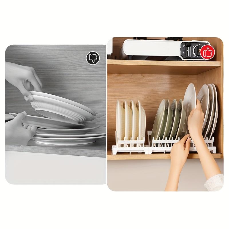 Space Saving Storage Artifact Kitchen Dish Rack Drawer-style Adjustable Separated Drainage Shelf Dual-purpose Bowl and Plate Holder