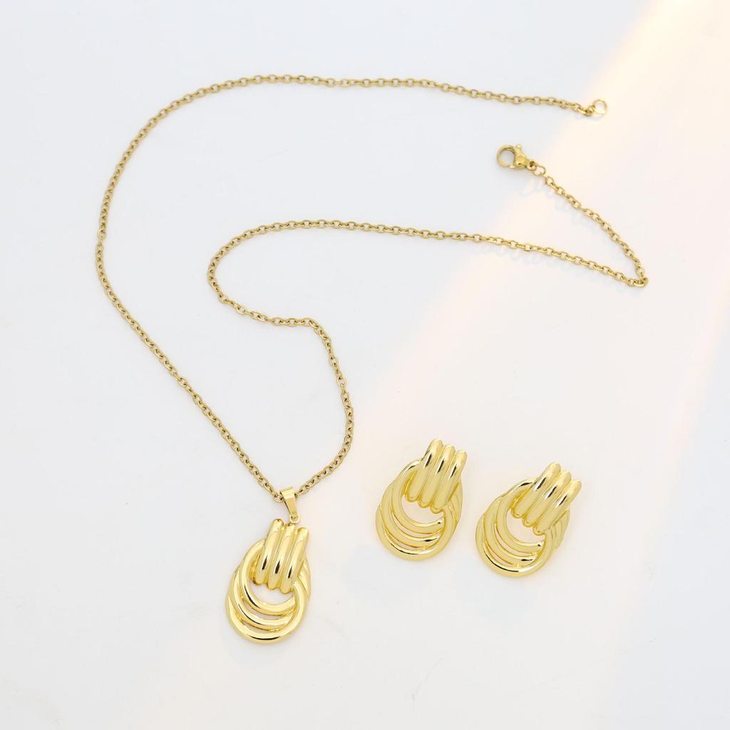 Luxury Geometric Leaf & Flower Earrings Necklace Set