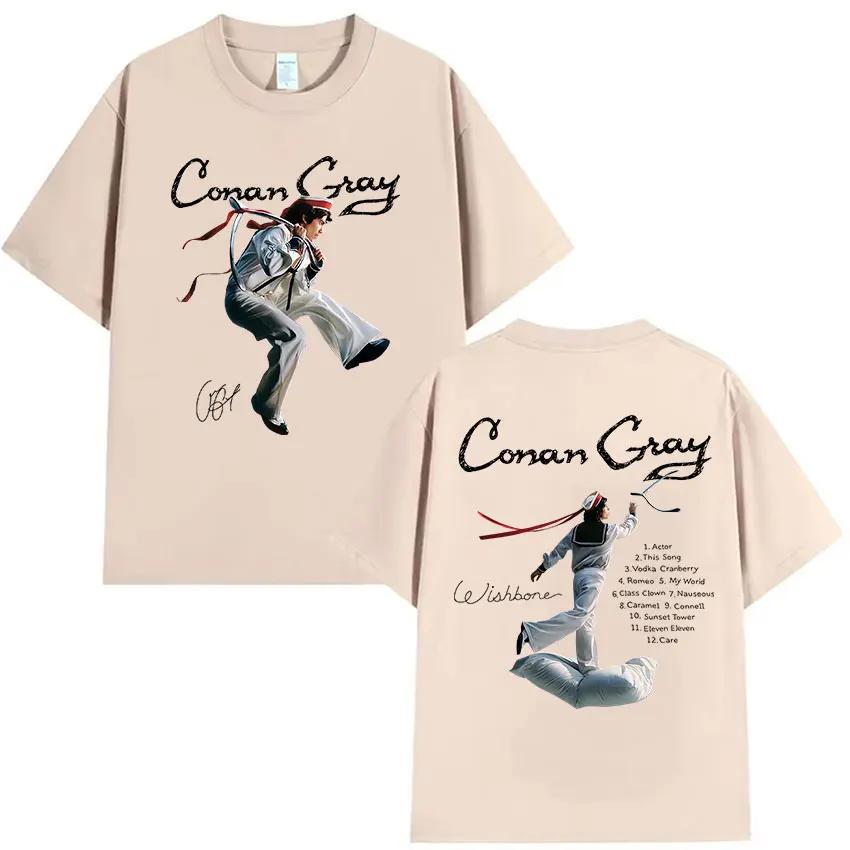 Conan Gray Wishbone World Tour T Shirt Men's Vintage High Quality Fashion T-shirts Man Short Sleeve Cotton T-shirt